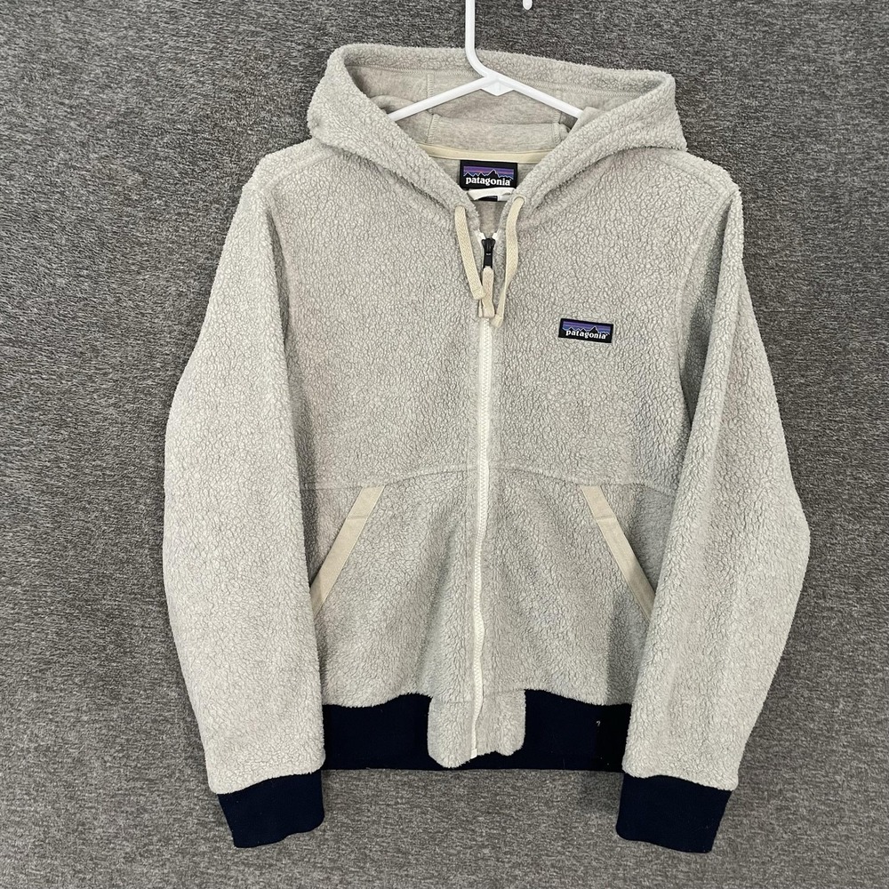 Patagonia Shearling Hoody Sherpa Fleece Womens Small White Full Zip STY26135